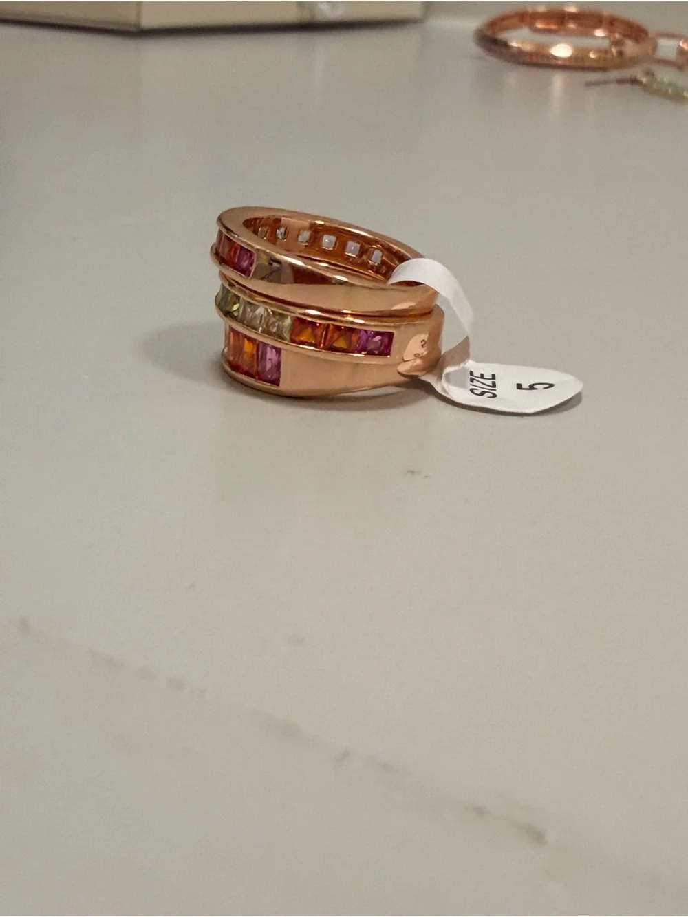 BP NWT Mental Health Collection Rainbow Gem Stack on Rose Gold